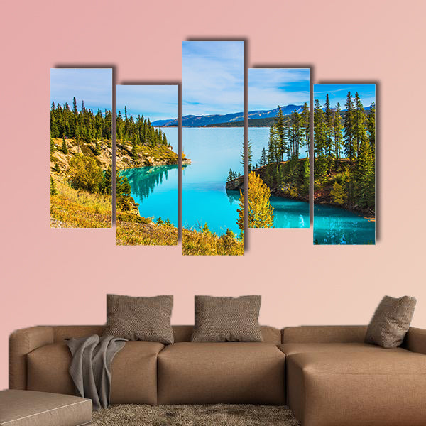 Warm sunny day in autumn. Abraham Lake is the most beautiful lake wall art