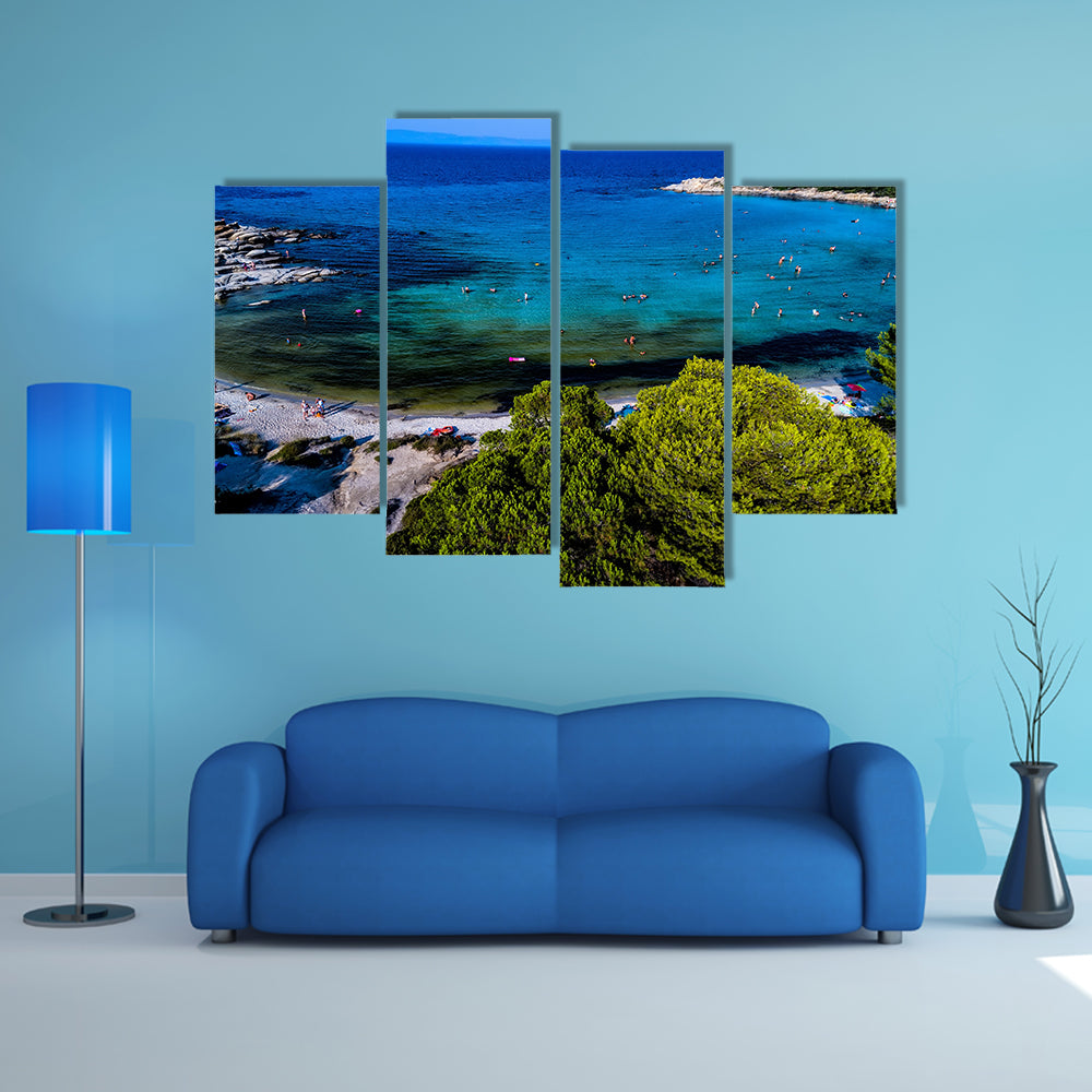 Aerial view of the beautiful Karidi beach in the Greece multi panel canvas wall art
