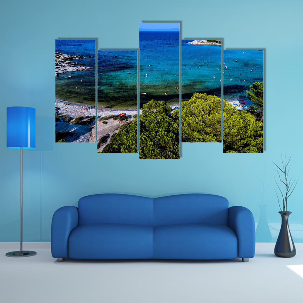 Aerial view of the beautiful Karidi beach in the Greece multi panel canvas wall art