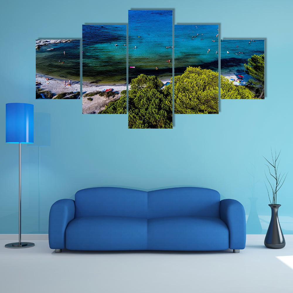 Aerial view of the beautiful Karidi beach in the Greece multi panel canvas wall art