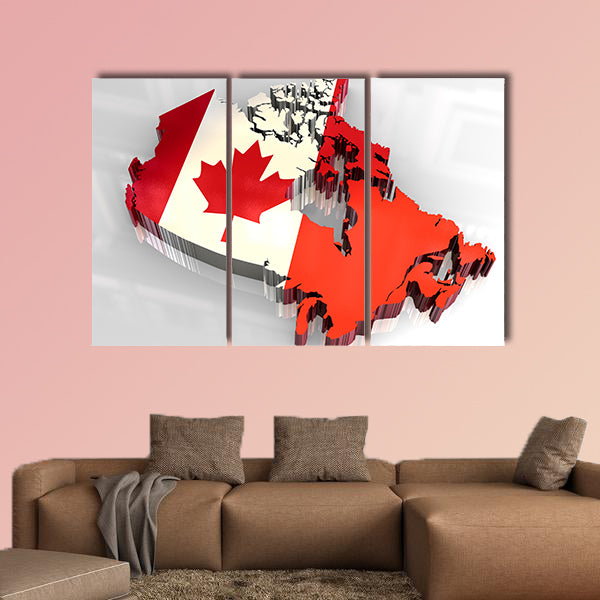 3d flag map of Canada multi panel canvas wall art