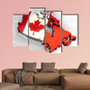 3d flag map of Canada multi panel canvas wall art