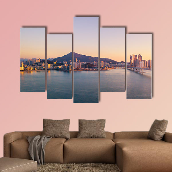 Gwangan Bridge and Haeundae at Sunrise, Busan, South Korea wall art