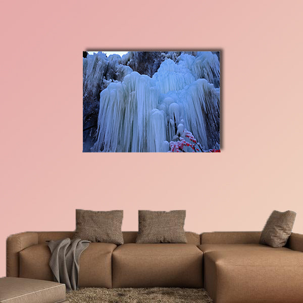  Ice waterfall, natural landscape in winter