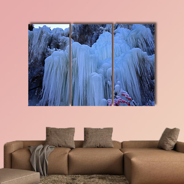  Ice waterfall, natural landscape in winter