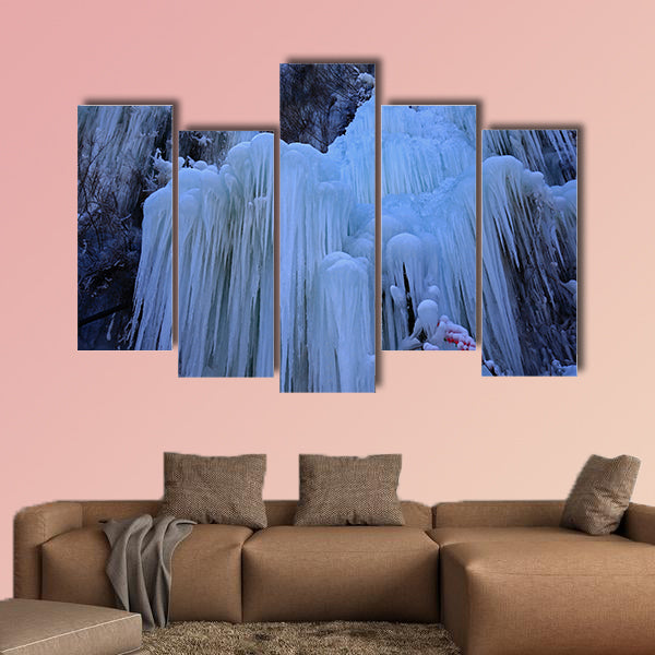  Ice waterfall, natural landscape in winter