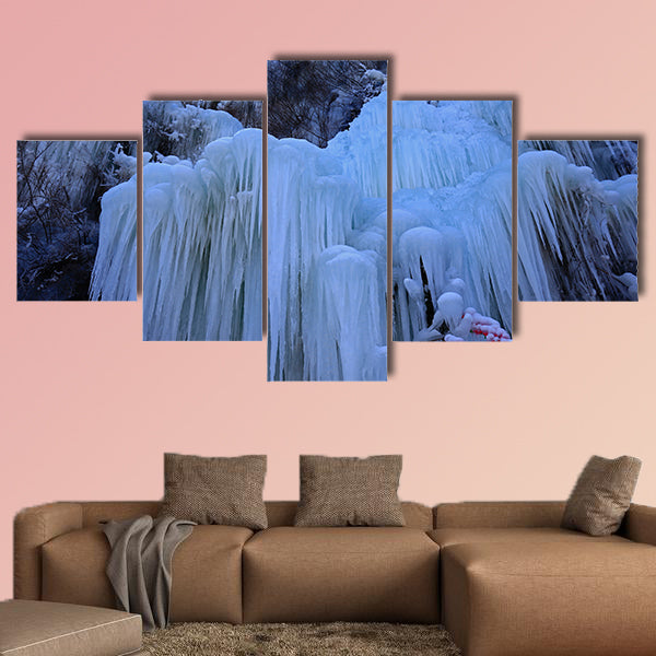  Ice waterfall, natural landscape in winter
