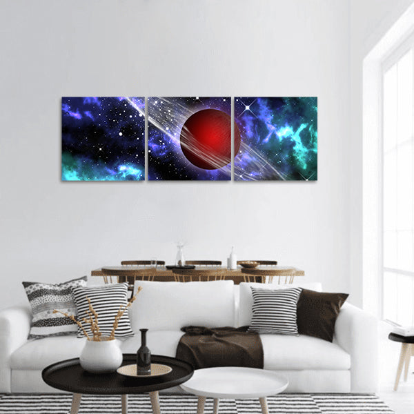 Red gas planet in the orion Panoramic Canvas Wall Art