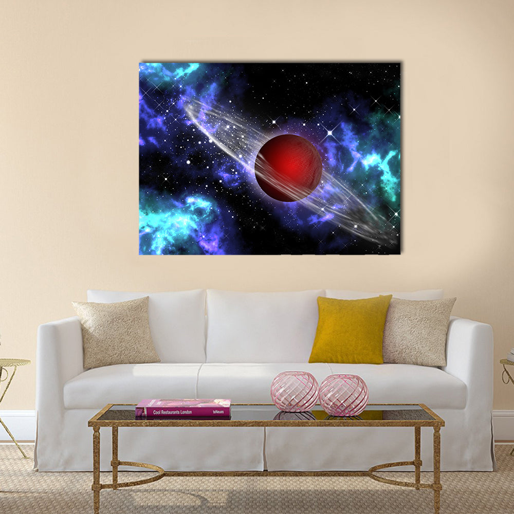 Red gas planet in the orion Multi Panel Canvas Wall Art