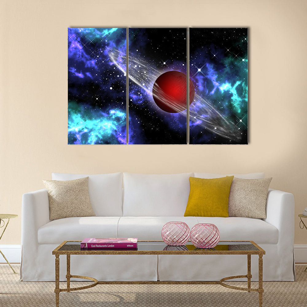 Red gas planet in the orion Multi Panel Canvas Wall Art