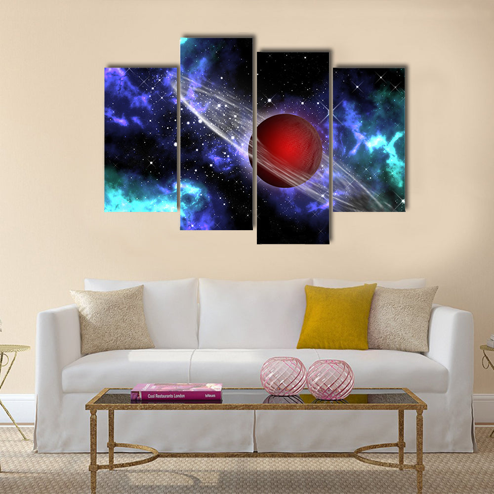 Red gas planet in the orion Multi Panel Canvas Wall Art