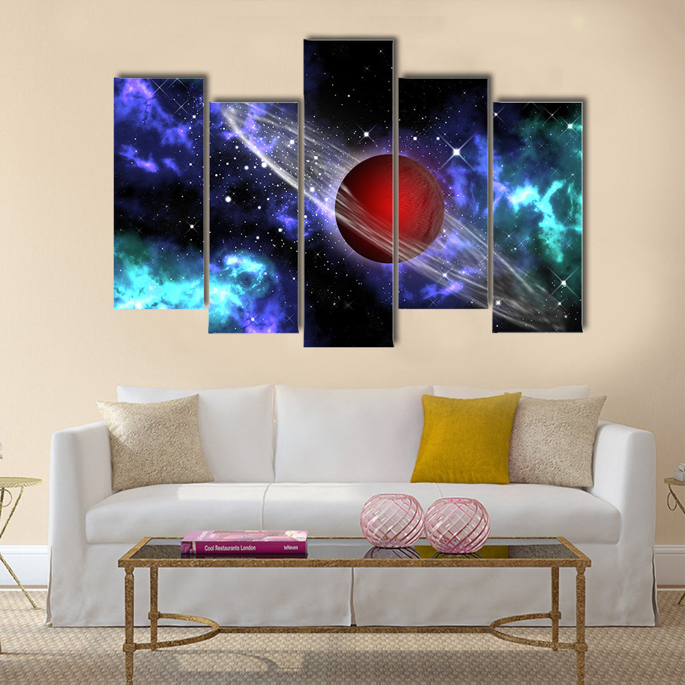 Red gas planet in the orion Multi Panel Canvas Wall Art