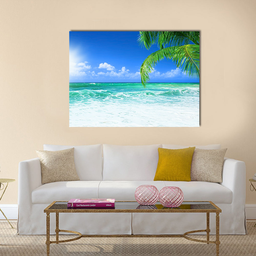 Beach, beautiful panoramic sea view, with clean water & blue sky Multi Panel Canvas Wall Art