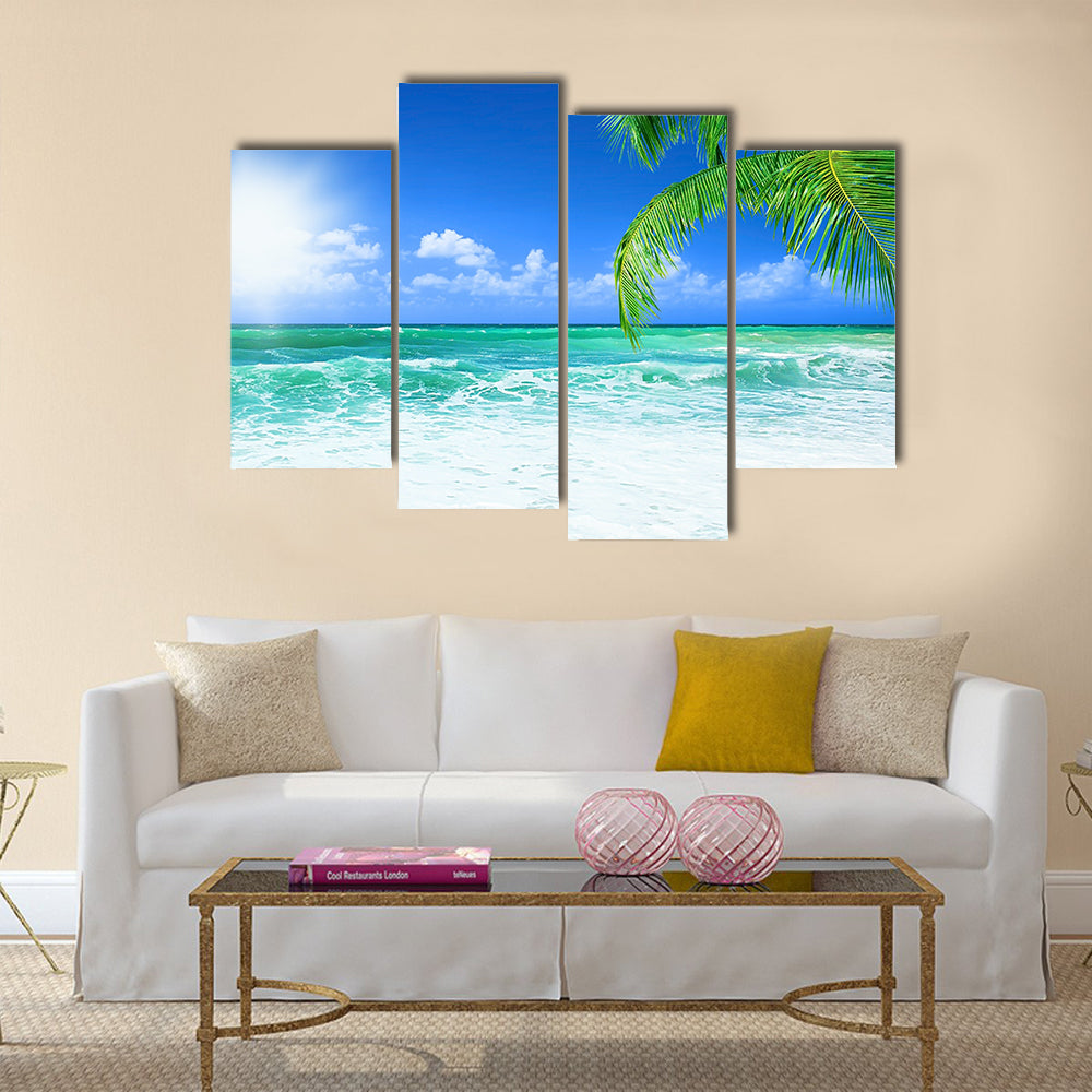 Beach, beautiful panoramic sea view, with clean water & blue sky Multi Panel Canvas Wall Art