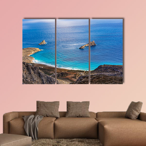 Beautiful Greek seascape at east Crete, Xerokampos beaches multi panel canvas wall art