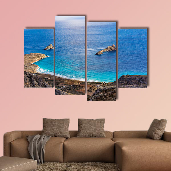 Beautiful Greek seascape at east Crete, Xerokampos beaches multi panel canvas wall art