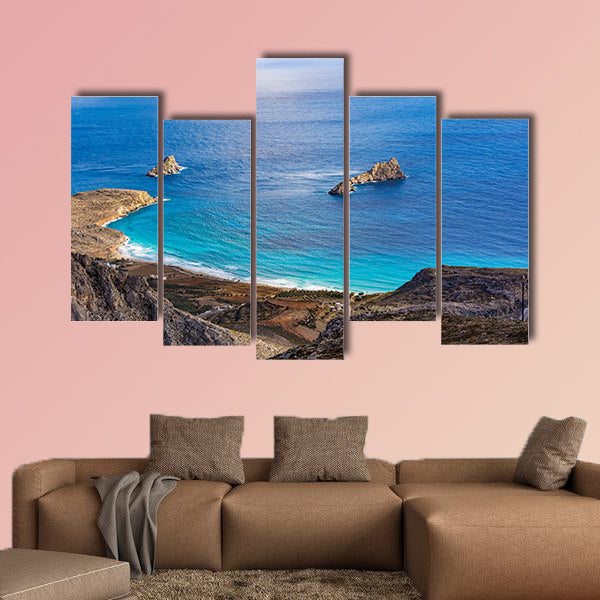 Beautiful Greek seascape at east Crete, Xerokampos beaches multi panel canvas wall art