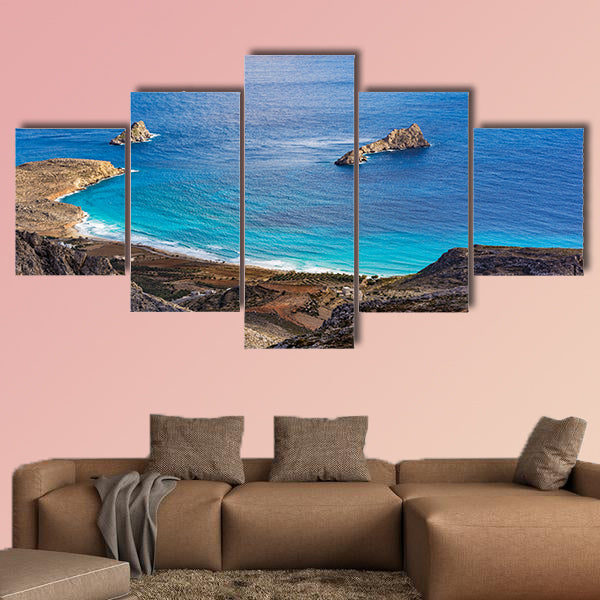Beautiful Greek seascape at east Crete, Xerokampos beaches multi panel canvas wall art