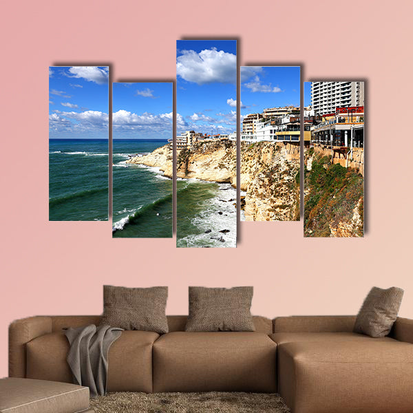 Beirut, Lebanon, Cliff top buildings at Raouche multi panel canvas wall art