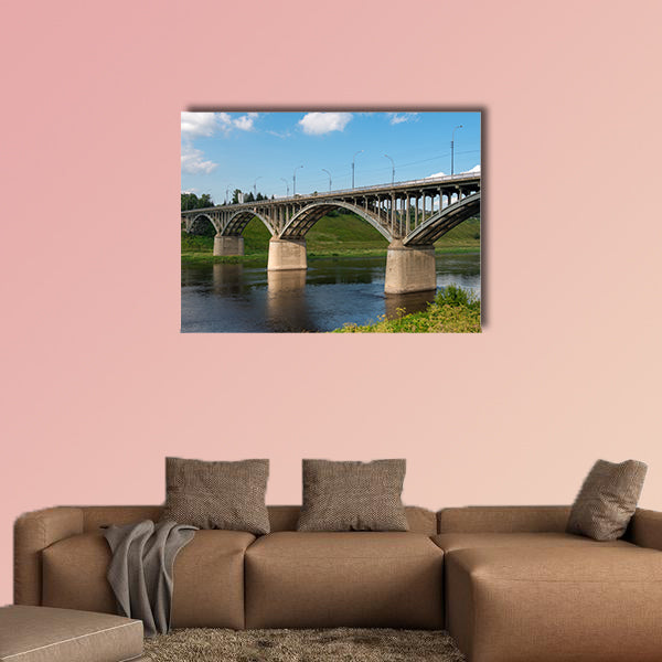 The view at the bridge across the Volga River in the town of wall art