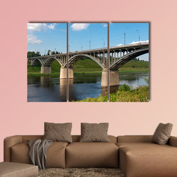 The view at the bridge across the Volga River in the town of wall art