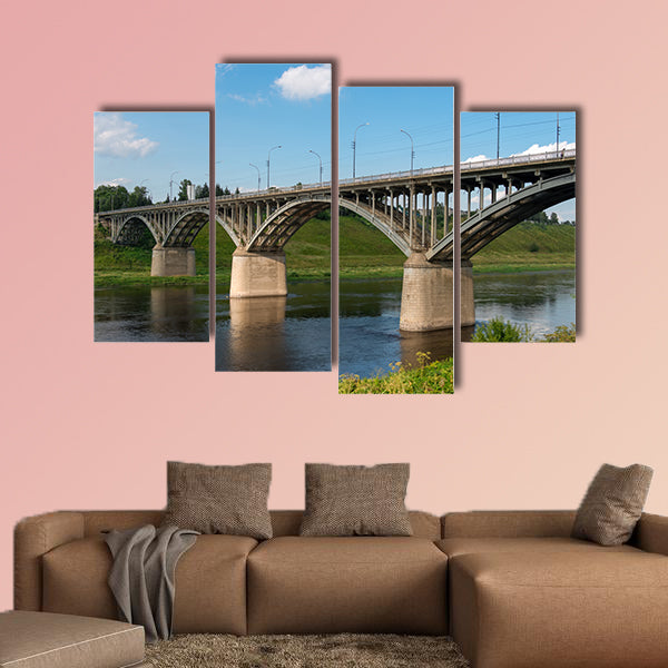 The view at the bridge across the Volga River in the town of wall art
