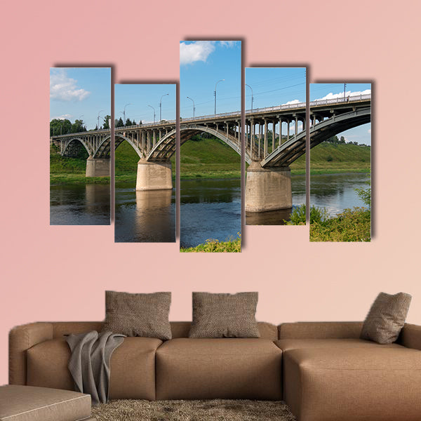 The view at the bridge across the Volga River in the town of wall art