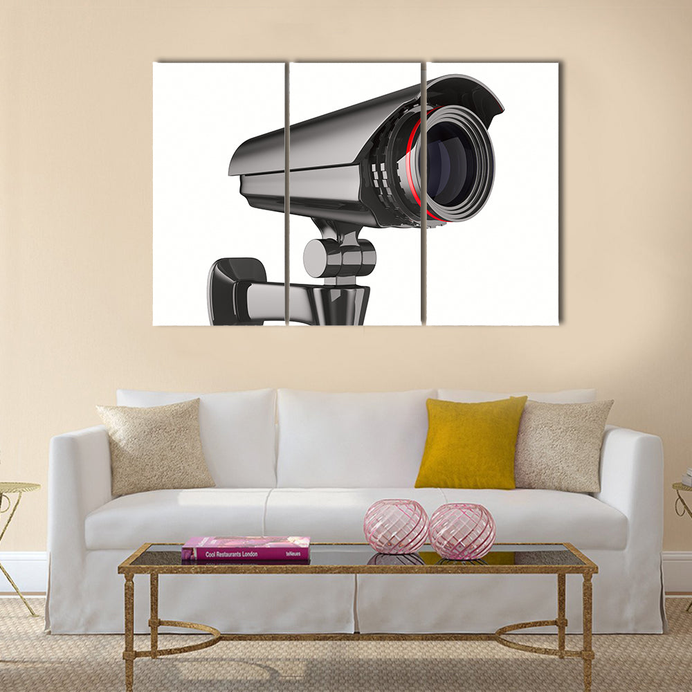 Security camera on white background. Isolated 3D image Multi panel canvas wall art