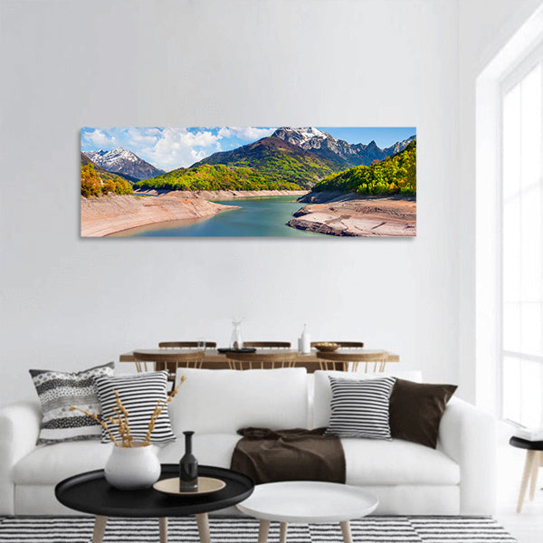Lac du Sautet Lake, French Alps, Isere village, Europe Panoramic canvas Wall Art