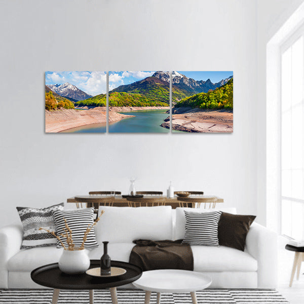 Lac du Sautet Lake, French Alps, Isere village, Europe Panoramic canvas Wall Art