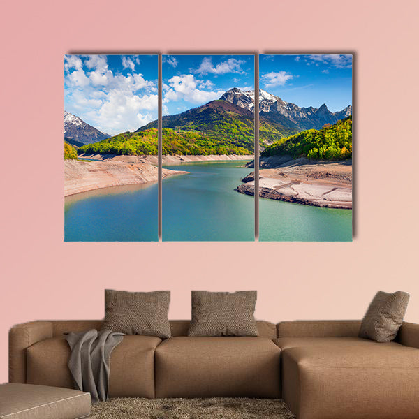 Beautiful summer panorama of the Lac du Sautet Lake wall art