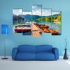 The Colorful summer panorama of the Bohinj Lake multi panel canvas wall art