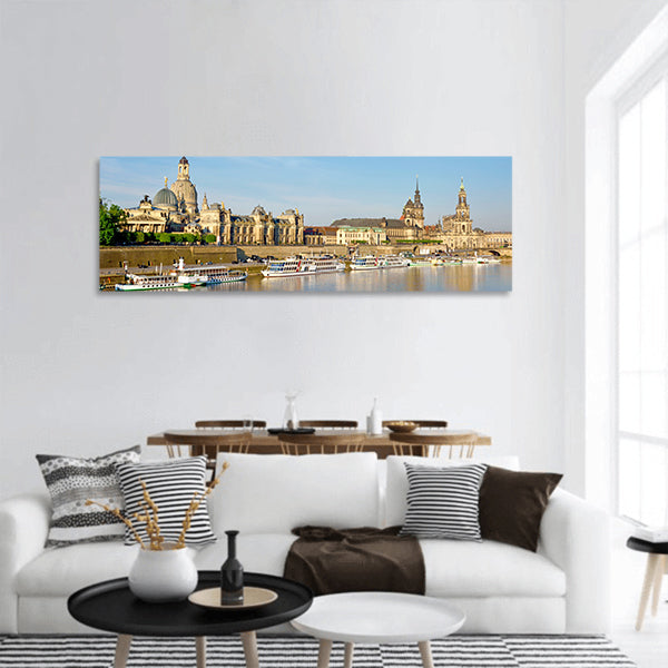 Old Dresden over the river Elbe. Saxony, Germany Panoramic canvas Wall Art