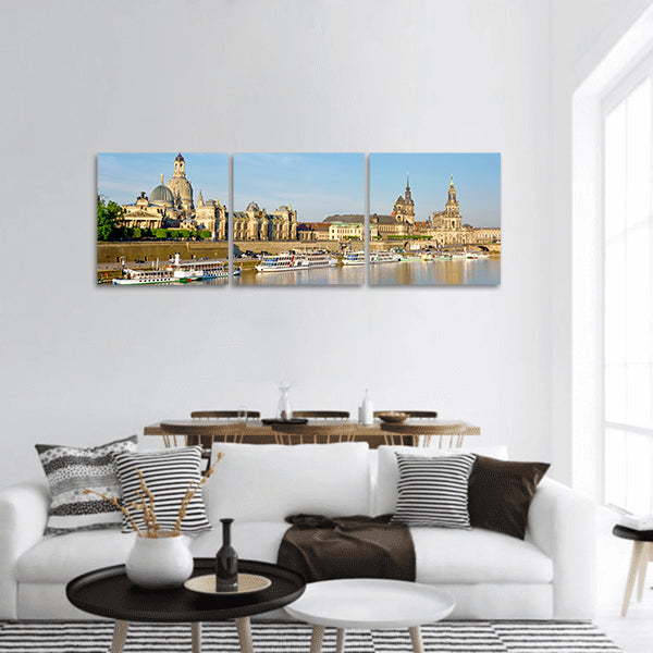 Old Dresden over the river Elbe. Saxony, Germany Panoramic canvas Wall Art