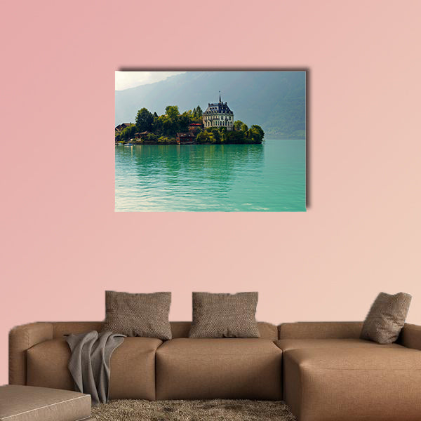 Alpine Lake Brienz of the Jungfrau region viewed from the Iseltwald multi panel canvas wall art