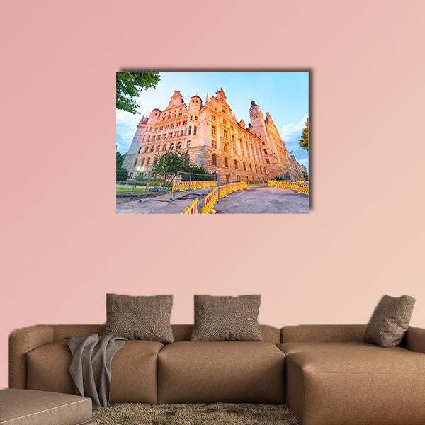 Leipzig Neues Rathaus at sunset multi panel canvas wall art