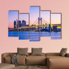 Gwangan Bridge and Haeundae at Sunrise, Busan City, South Korea multi panel canvas wall art