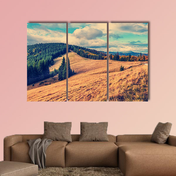 Wonderful Mountain View. Retro vintage style Multi panel canvas wall art