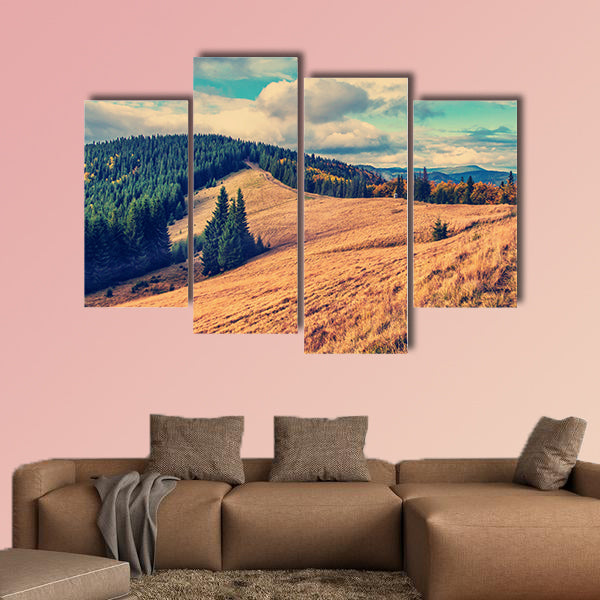Wonderful Mountain View. Retro vintage style Multi panel canvas wall art