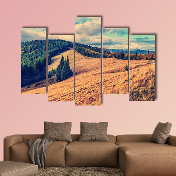 Wonderful Mountain View. Retro vintage style Multi panel canvas wall art