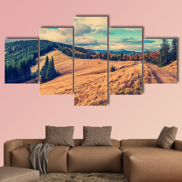 Wonderful Mountain View. Retro vintage style Multi panel canvas wall art