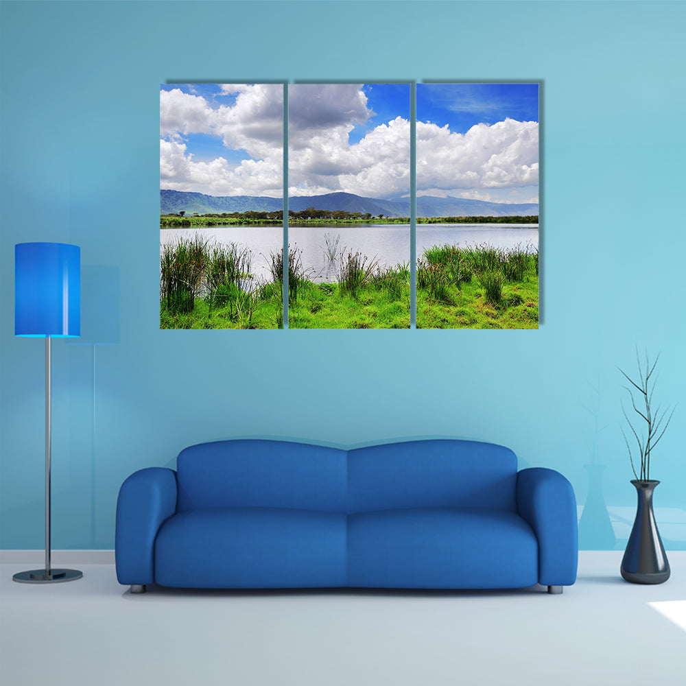 A small lake inside Ngorongoro crater, Tanzania, Africa multi panel canvas wall art