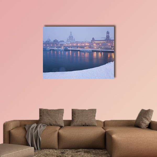 Panorama of Dresden in winter multi panel canvas wall art