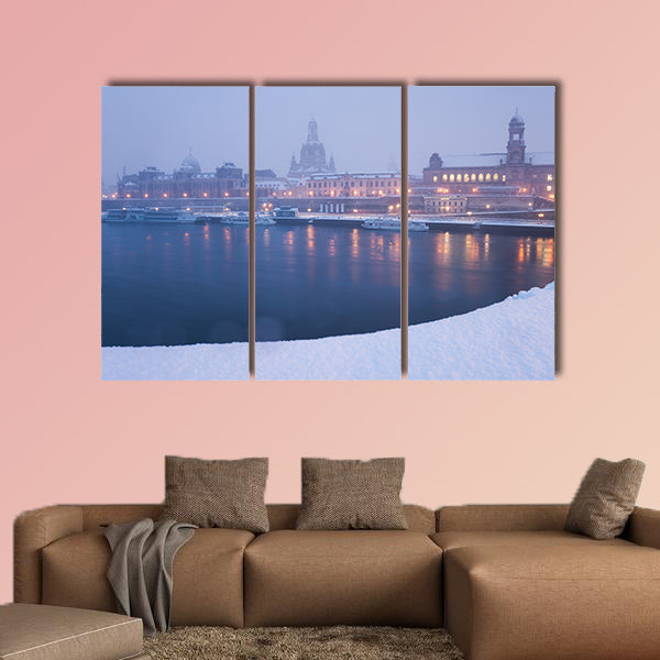 Panorama of Dresden in winter multi panel canvas wall art