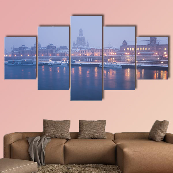 Panorama of Dresden in winter multi panel canvas wall art