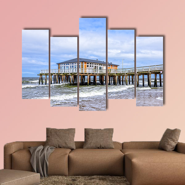 Hurricane sea bridge promenade multi panel canvas wall art