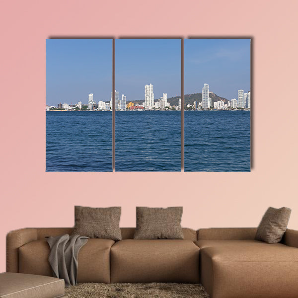 Modern Cartagena along the sea shoreline beaches Cartagena, Colombia wall art