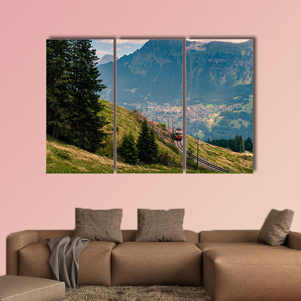 Mountain train from Grutschalp to Murren climbs in the Bernese wall art