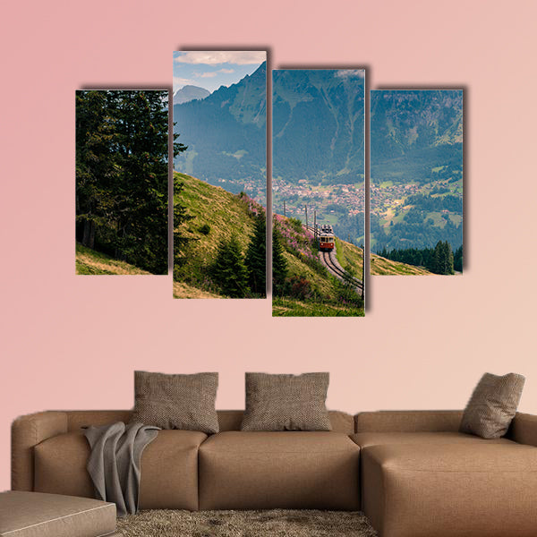 Mountain train from Grutschalp to Murren climbs in the Bernese wall art