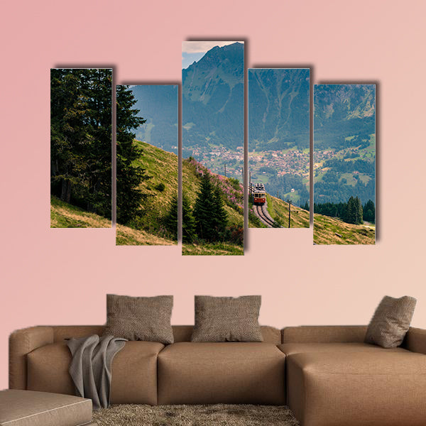 Mountain train from Grutschalp to Murren climbs in the Bernese wall art
